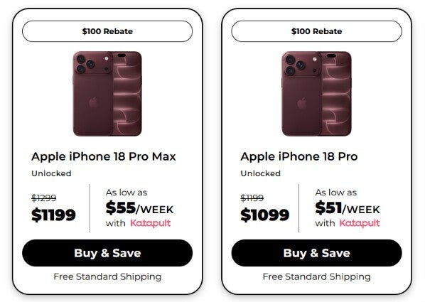 RedPocket prices for iPhone 18 Pro and iPhone 18 Pro Max.