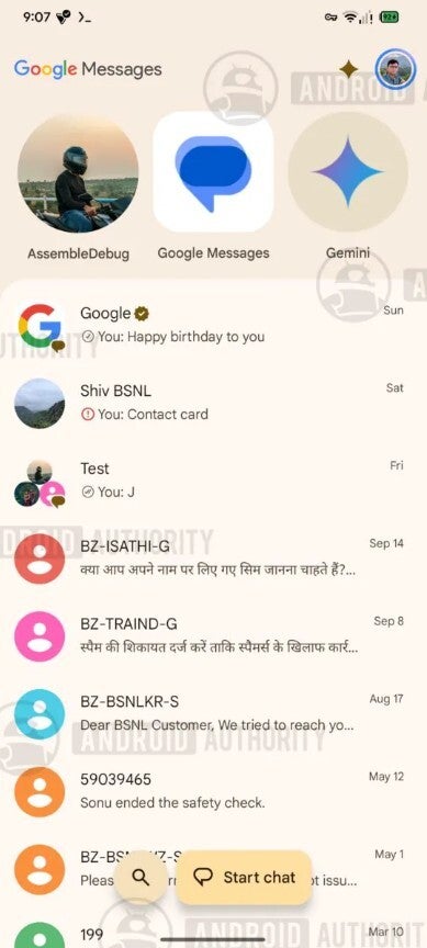 Google Messages new look.
