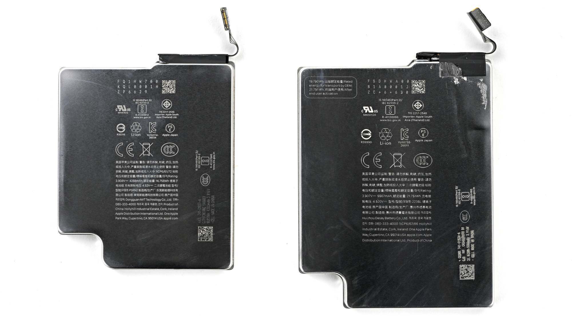 Battery cells from the iPhone 18 Pro and iPhone 18 Pro Max