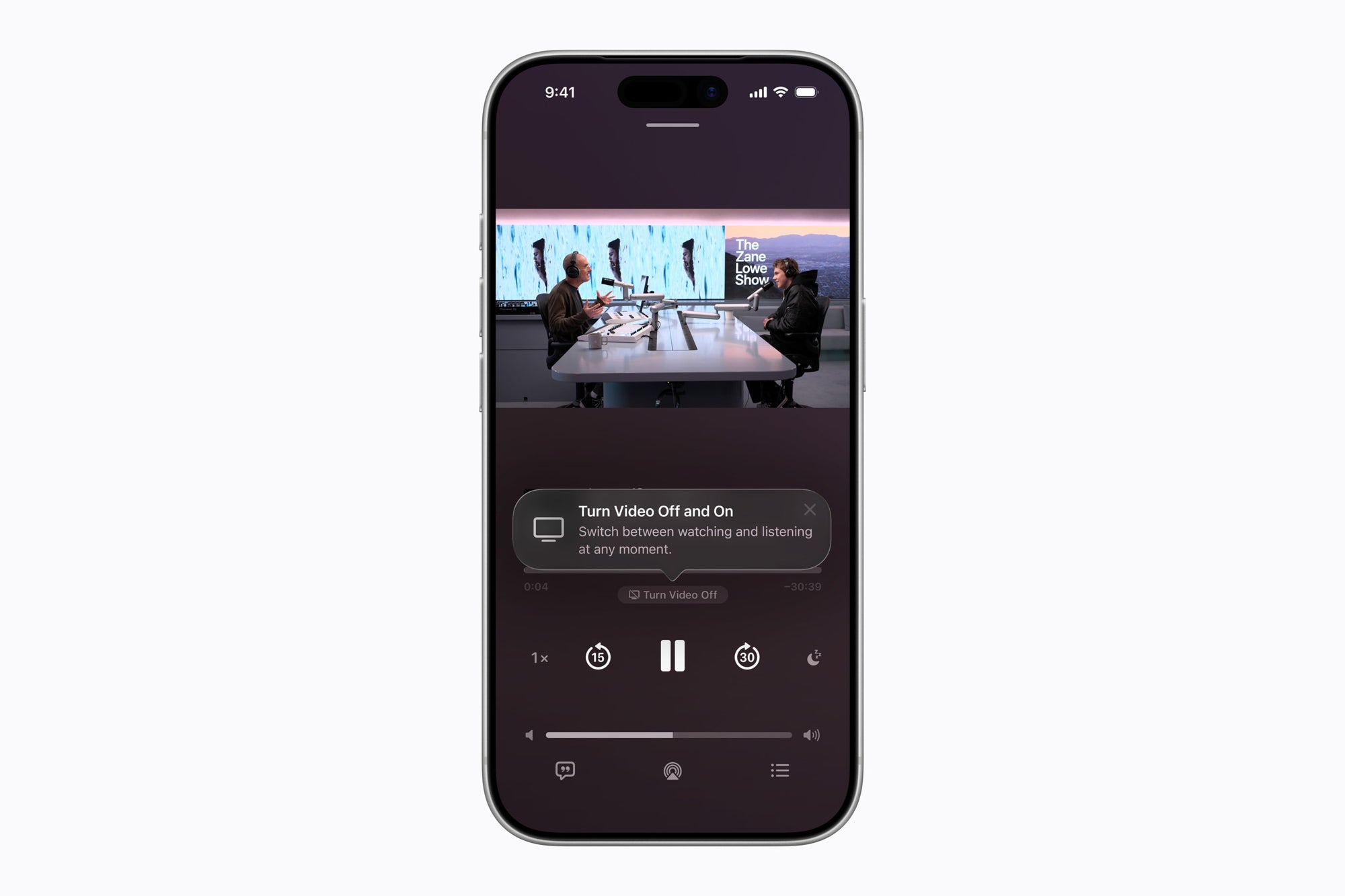 The Zane Lowe Show video podcast on an iPhone 17 Pro