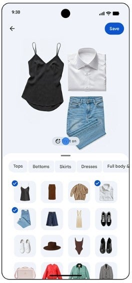 Screenshot shows the new Wardrobe virtual closet feature on the Google Photos app.