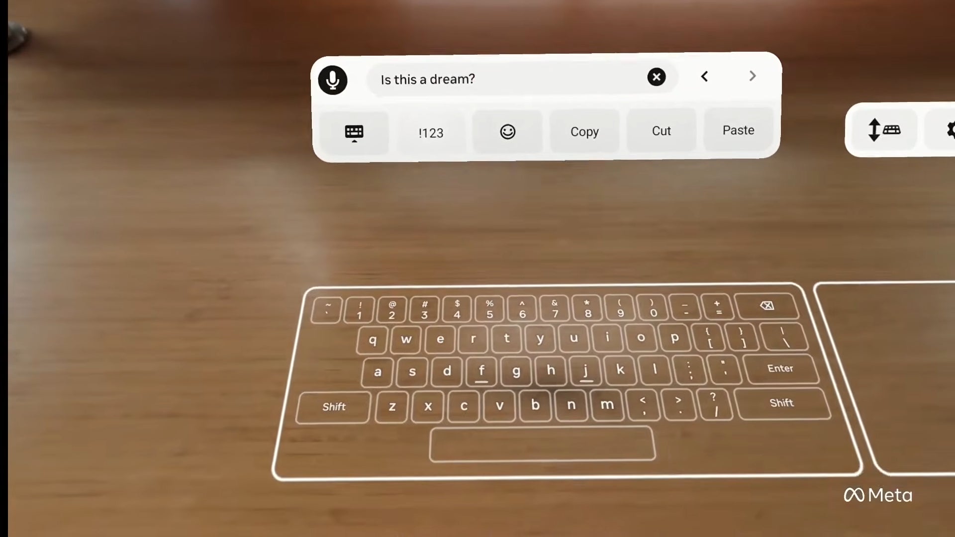 Meta VR Glasses keyboard on desk