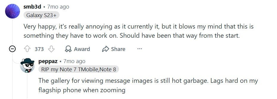 User comment about Google Messages.