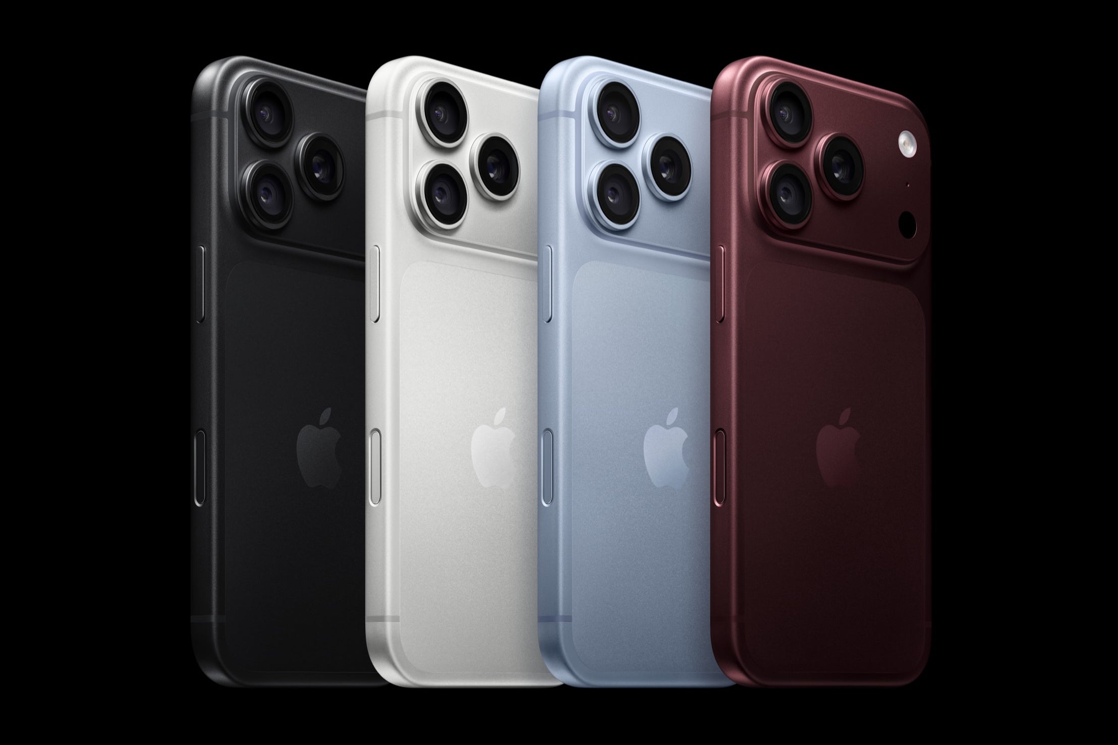 iPhone 18 Pro models in four colors, shown from the back