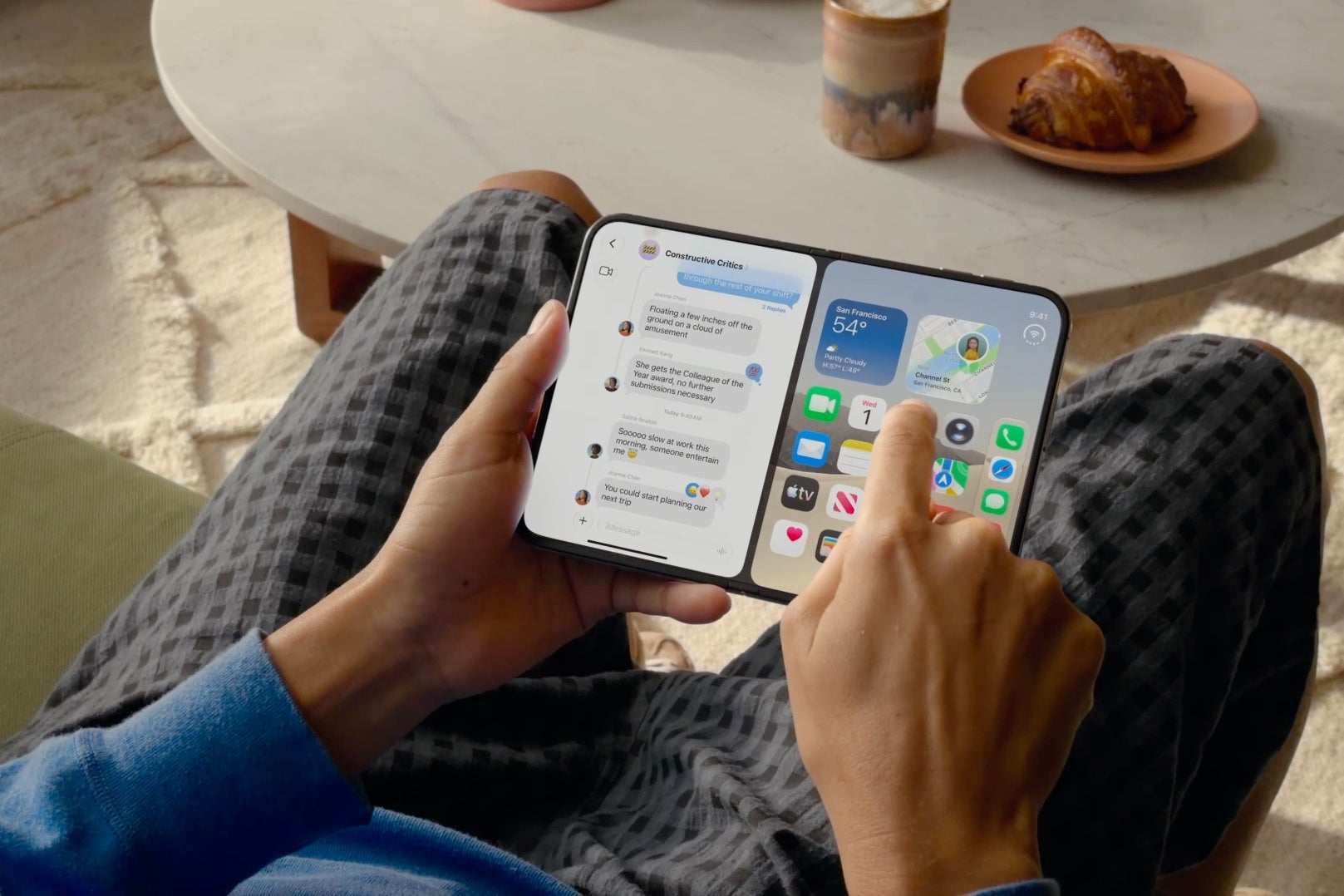 iPhone Duo being used by a right handed person