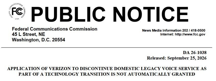 The FCC fails to approve Verizon's request&amp;nbsp; to disable some copper-powered POTS. | Image by the FCC - FCC halts Verizon's plan to remove "Plain Old Telephone Service" in several States