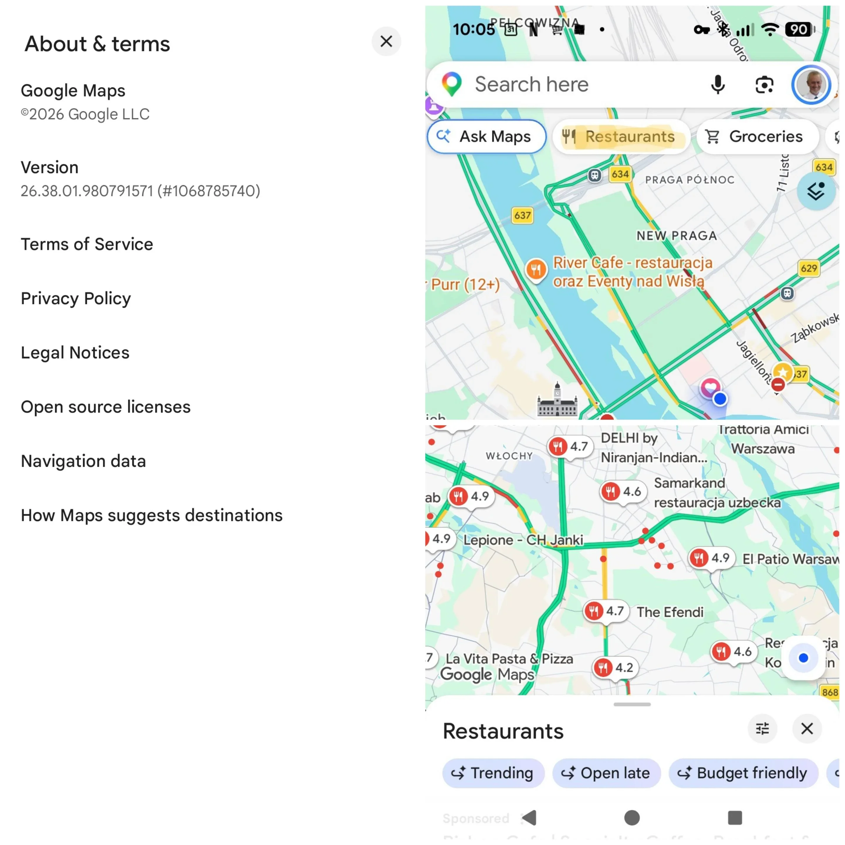Notice the new tabs on the right side underneath the map. | Image by Reddit user SultanOfSwave - Google Maps is broken. Is it secretly copying a Chinese project?