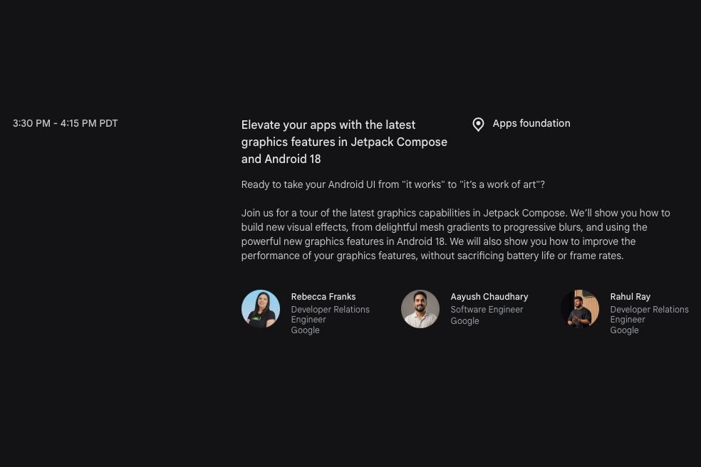 Android Dev Summit 2026 agenda session mentioning Android 18