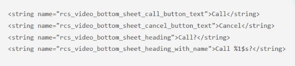 Strings of code pertaining to RCS video found in Google Messages.