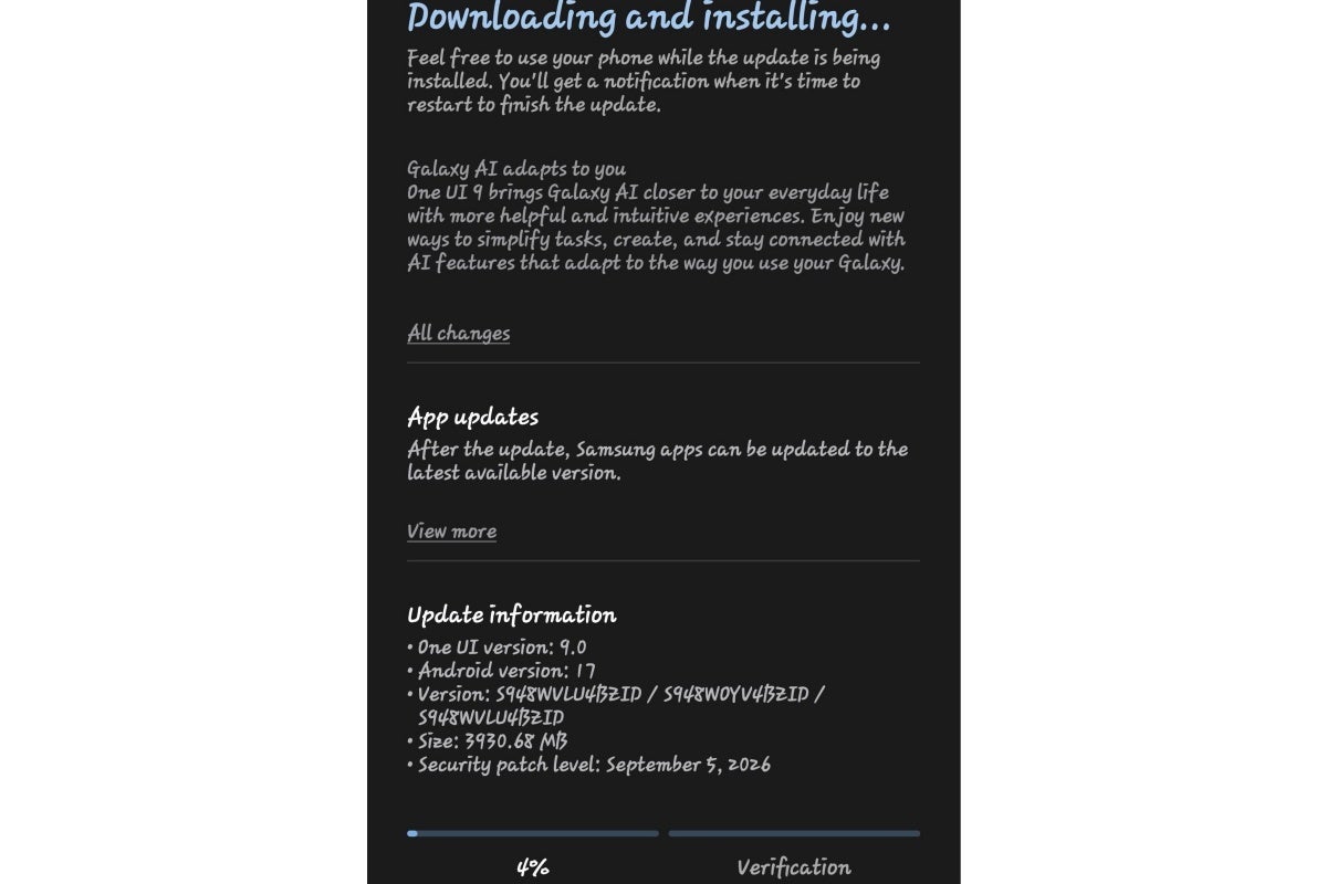 Official One UI 9 update for Galaxy S26 Ultra