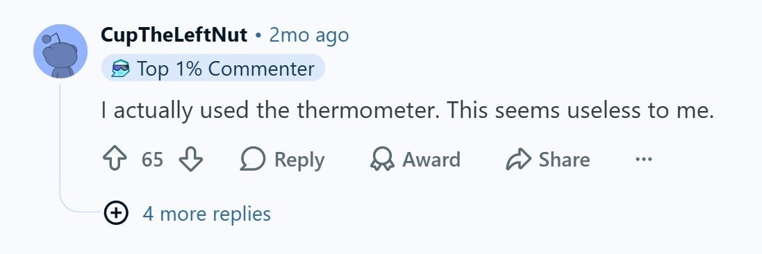 Reddit user missing Thermometer in Pixel 11 Pro.
