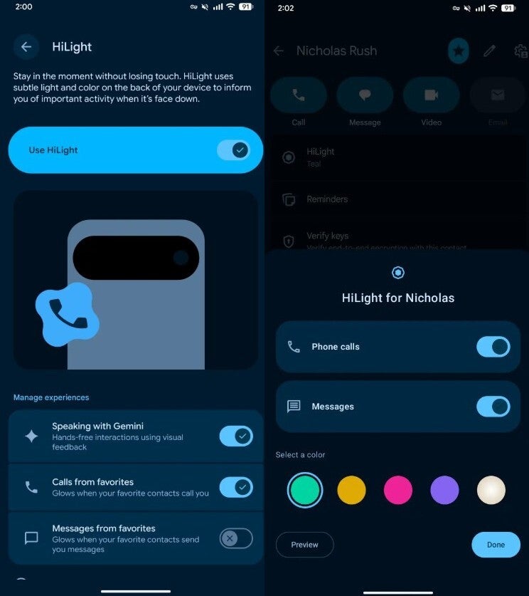 Message support in Pixel 11 Pro HiLight.