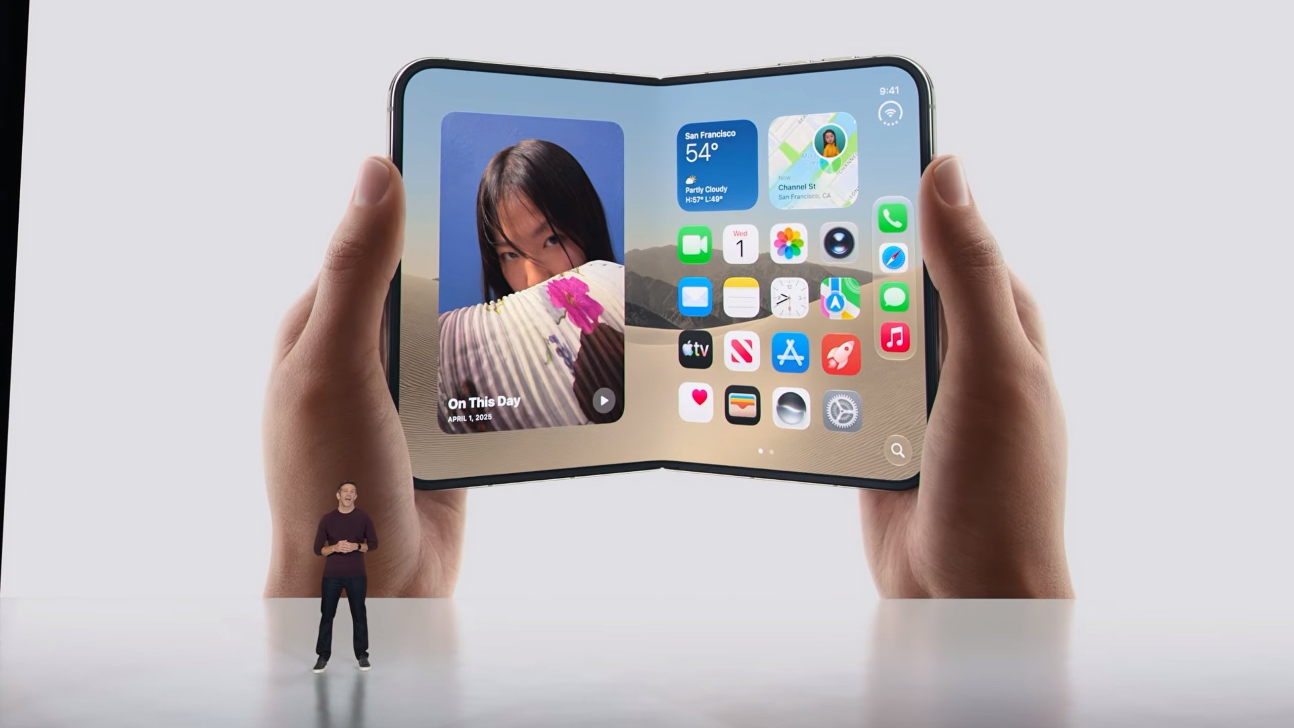 That's that unfolding baton. | Image by Apple - Tim Cook bailed out just in time to avoid to iPhone Duo quagmire