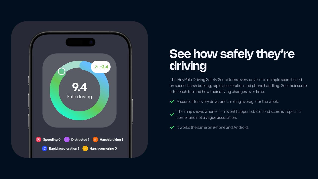 Check how they are driving even if you are not in the seat next to them | Image by HeyPolo - Have a young driver? HeyPolo app is here to help you teach and give you peace of mind