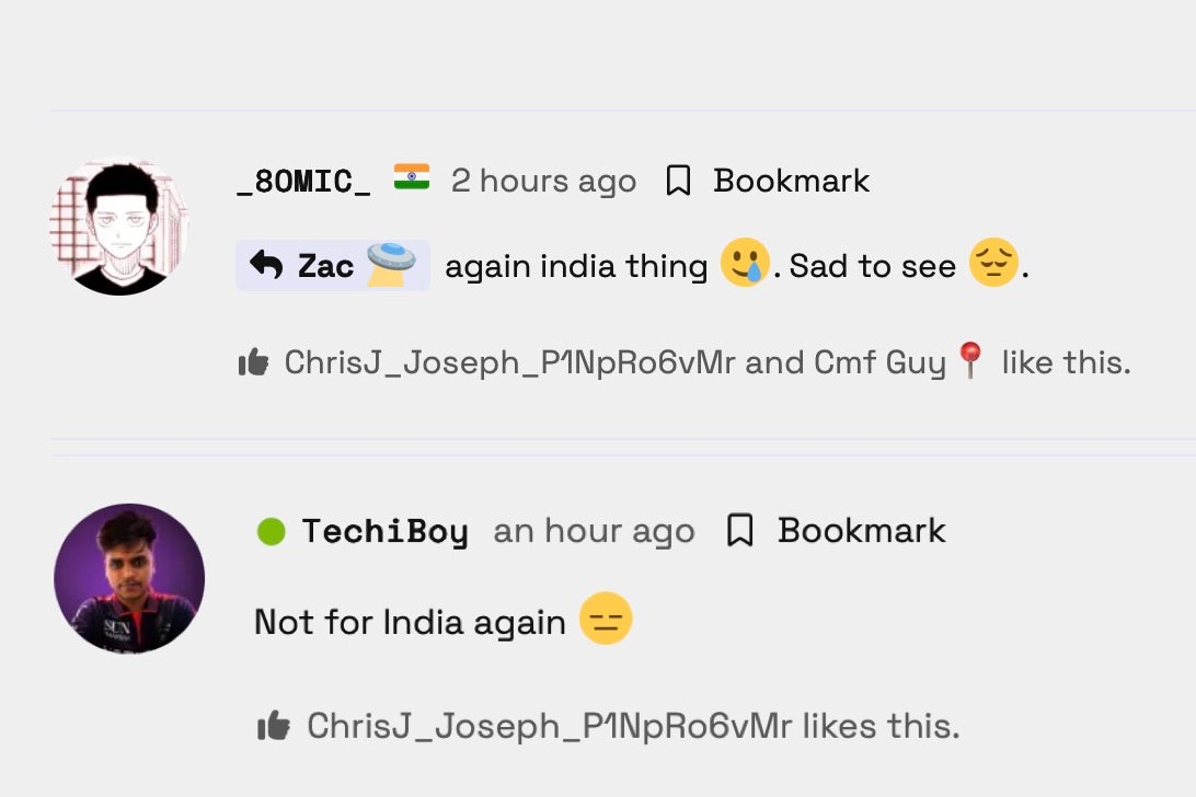 Nothing Community replies about India being left out