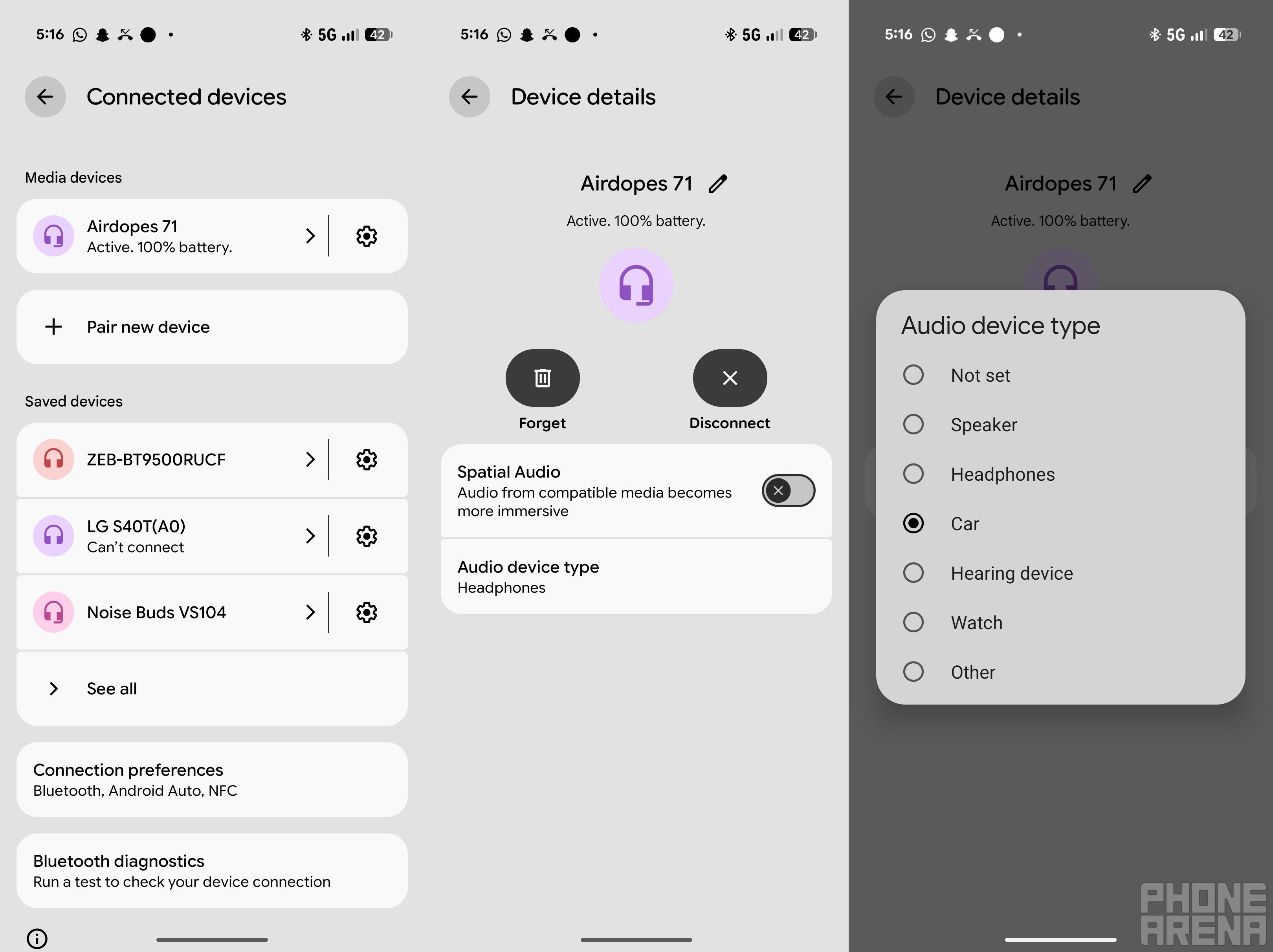 Steps to change Audio device type.