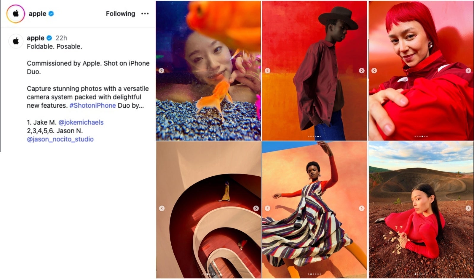 Collage of Apple&amp;#039;s six iPhone Duo sample photos