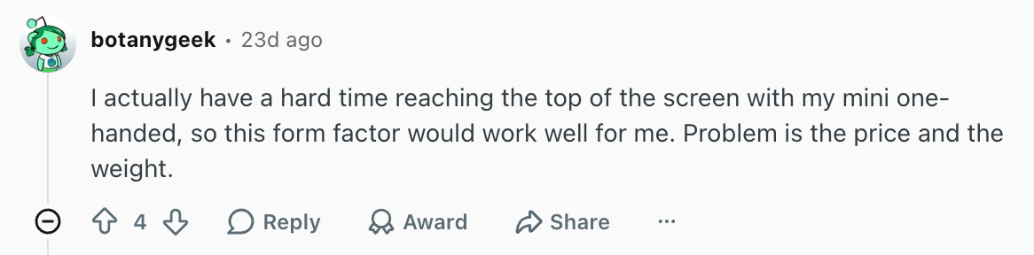 Some redditors appreciate the mini size of the iPhone Duo. | Image by Reddit (screenshot - Galaxy Z Fold 9 reported to come with a massive design improvement