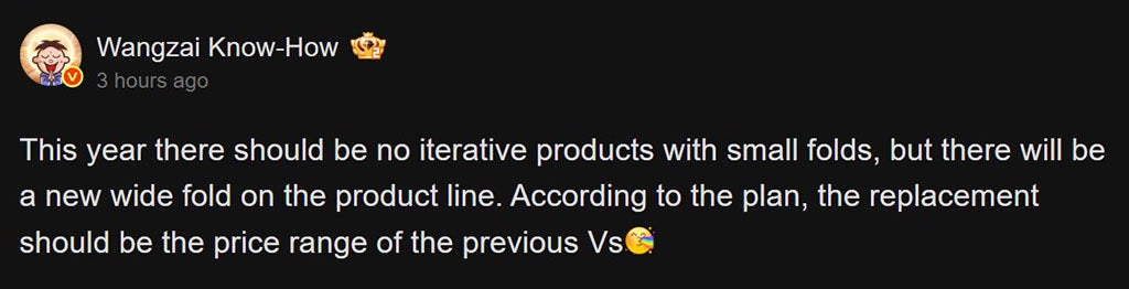 The new wide fold series is set to replace the Vs lineup. | Image by Weibo - Galaxy Fold 8 and iPhone Duo beware! Another wide foldable is coming soon
