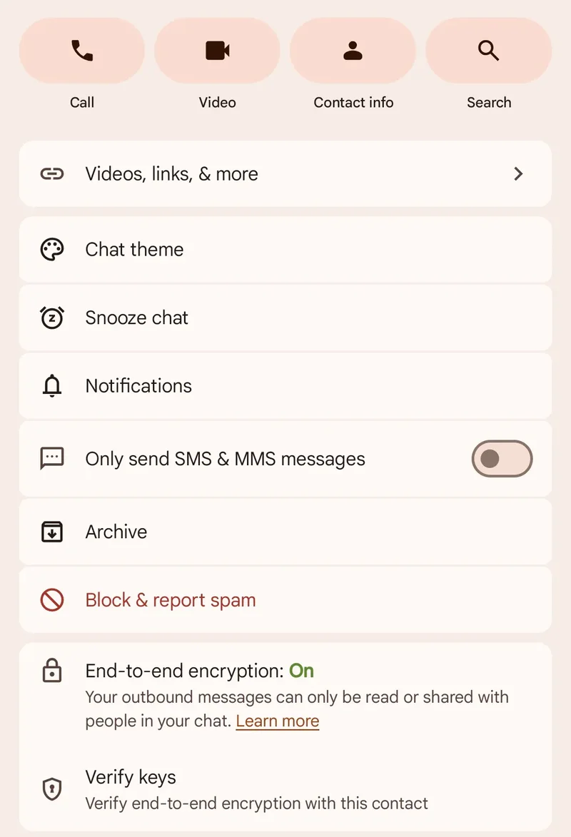 You can currently deactivate RCS for one contact or use SMS/MMS when RCS fails.