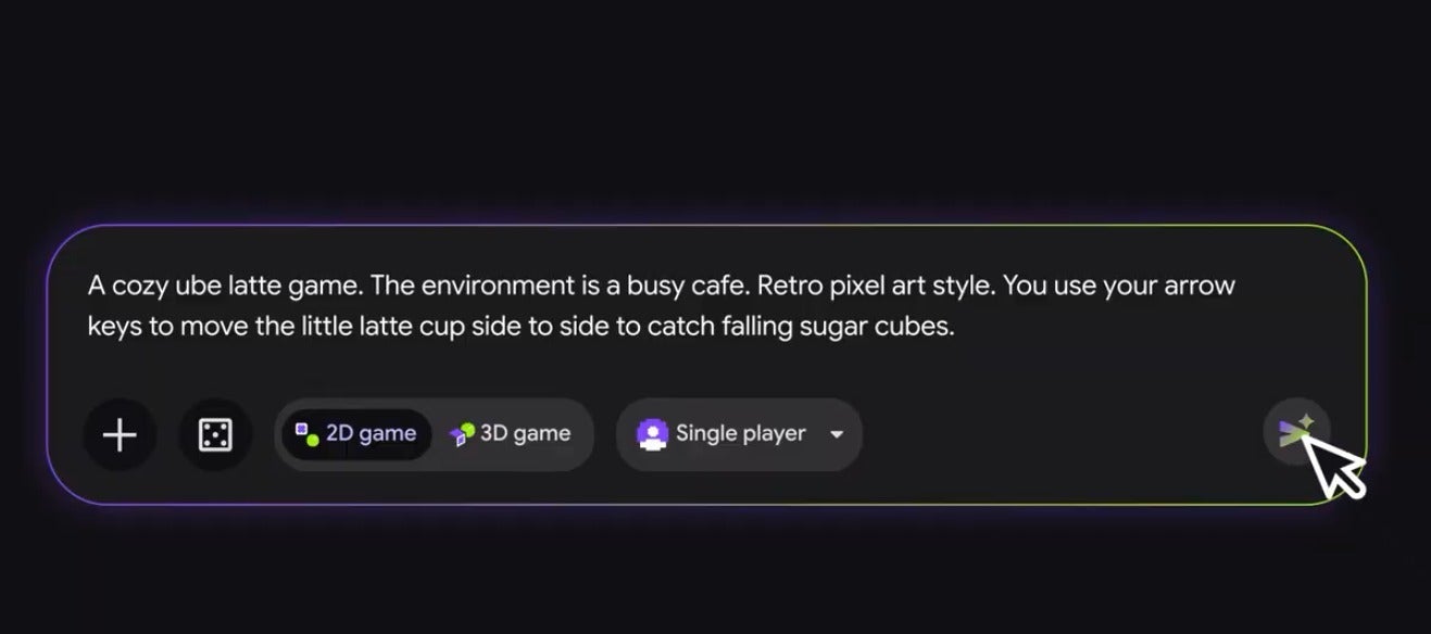 Playground prompt box describing a pixel art latte game