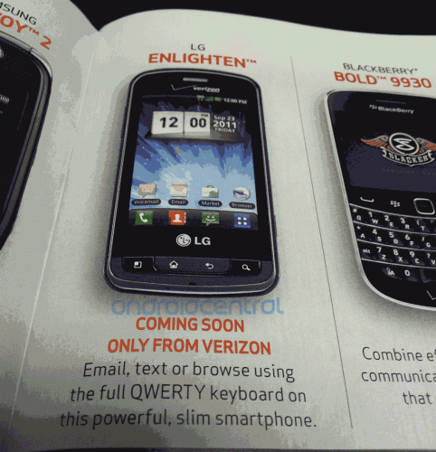 The LG Enlighten shows up in Verizon&#039;s product guide - LG Enlighten makes appearance in Verizon&#039;s product guide