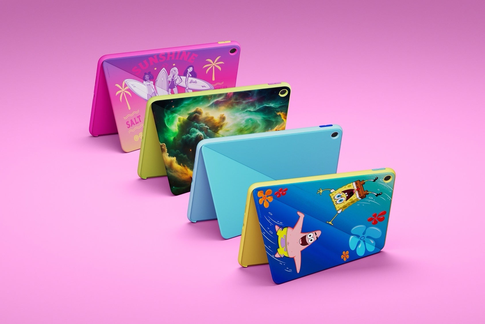 Amazon Kids Tablets in slim Barbie and SpongeBob cases