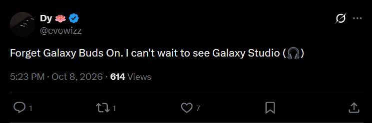 According to the latest leak on X, the upcoming Galaxy headphones will be called Galaxy Studio. | Image by X - Forget AirPods Max: Samsung&rsquo;s secret new audio project has a name