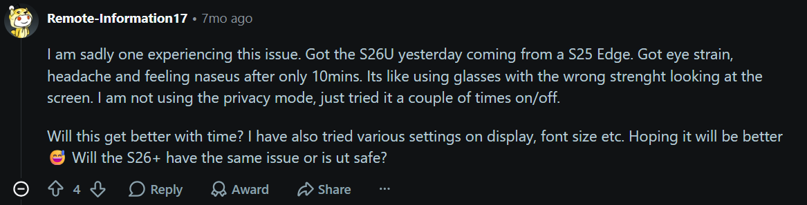Privacy Display user problems