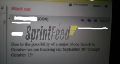 According to this memo, the Apple iPhone 5 will launch in early October - Sprint blocks out vacation days for a major phone announcement
