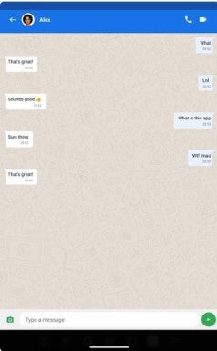 Screenshot shows fake chat feature on bogus app.