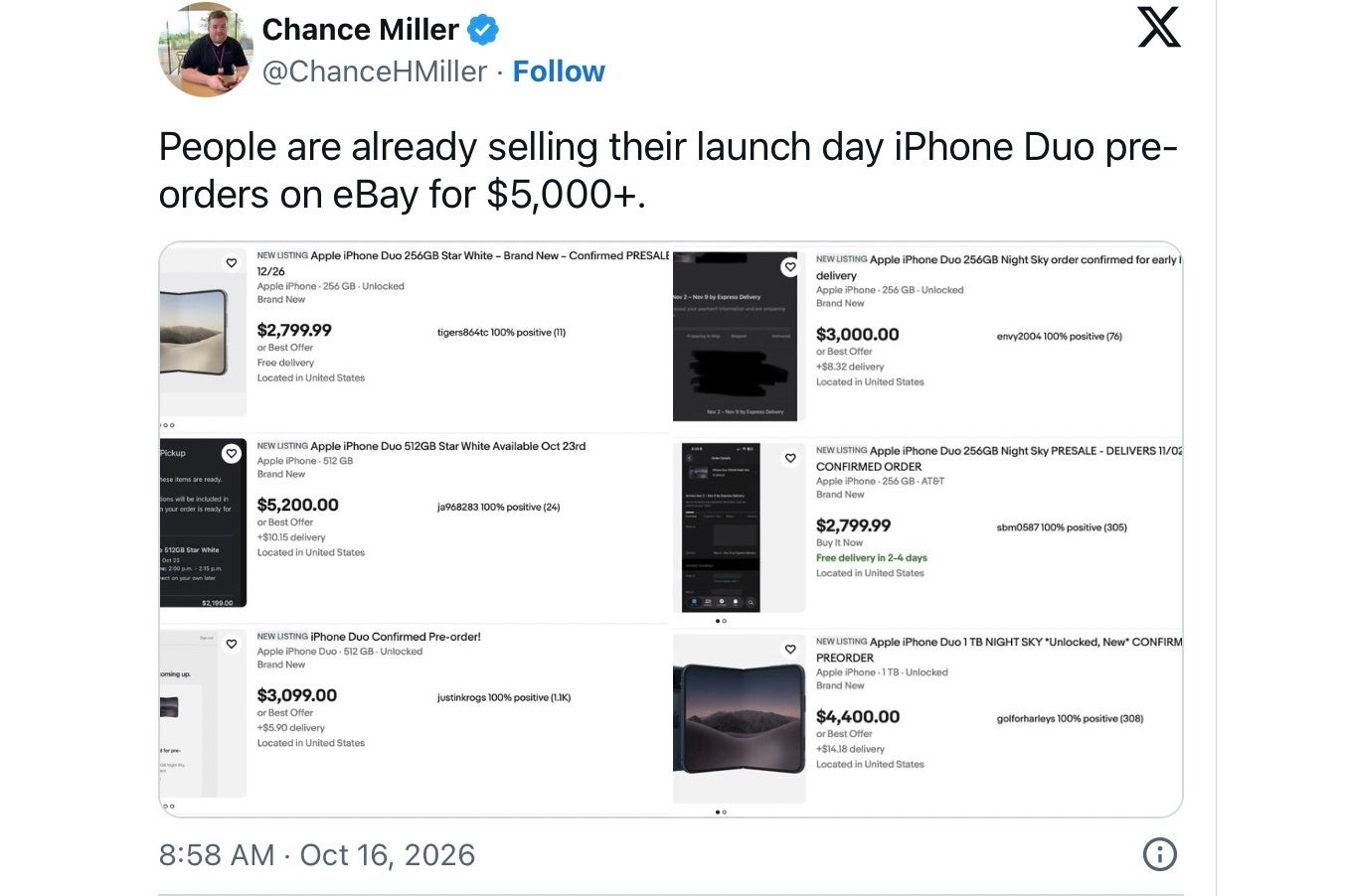Carrier iPhone Duo order showing an October 23 ship date