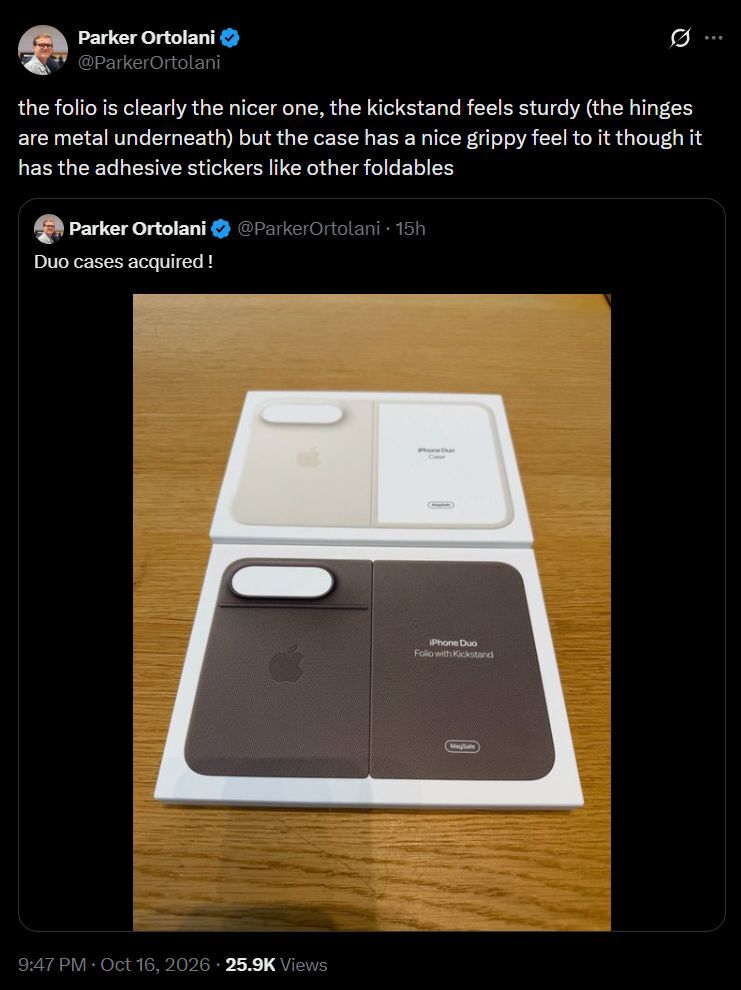 People are already getting the iPhone Duo cases, ahead of October 23 delivery date. | Image by X - Apple's new $79 iPhone Duo case requires actual glue to stay on your phone