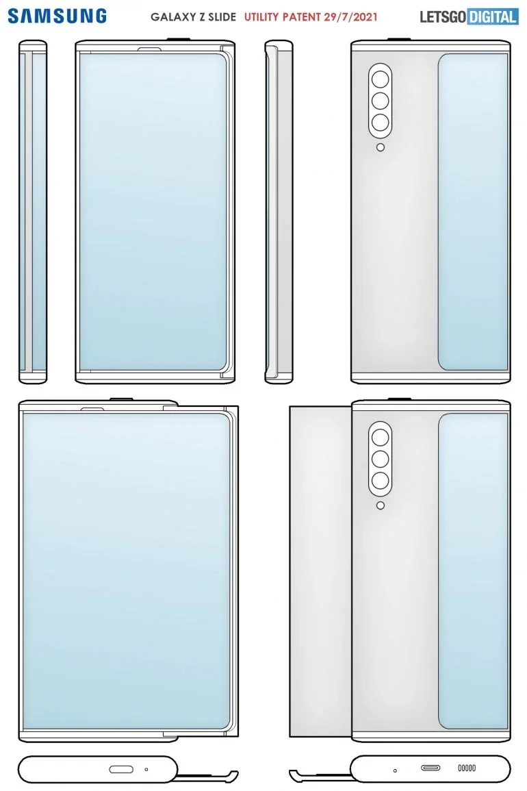 Samsung Galaxy Z Slide patent images from 2021. | Image by LetsGoDigital - From TriFold 2 to Galaxy Z Slide: Samsung is starting a foldable revolution in 2027