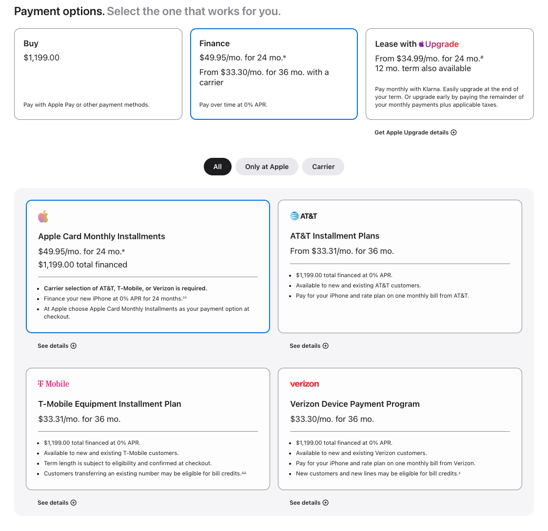 iphone 18 pro duo prepaid financing
