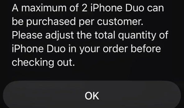 Apple adds a sales limit to iPhone Duo orders in the US. | Image by Reddit - Apple limits iPhone Duo sales in the US