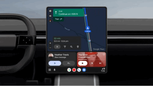 Gemini on Android Auto answering a flight gate question