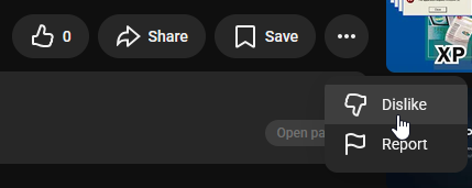 The YouTube dislike button may be moved under a menu. | Image by @TheBobPony on X - YouTube could make disliking videos even more difficult
