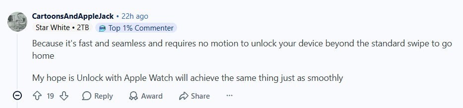 Comment about Face ID being the best.