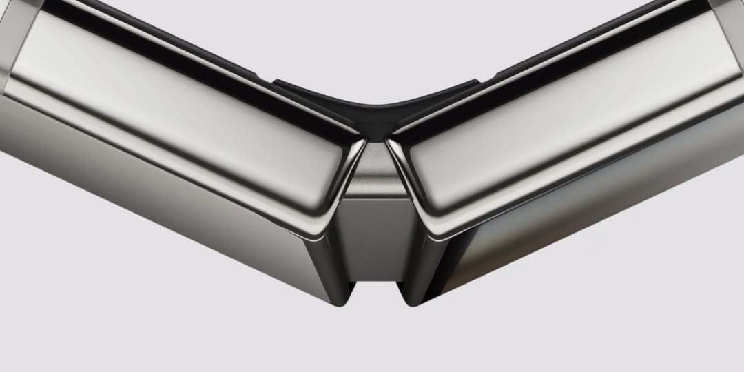 The outer shell of the iPhone Duo's hinge uses 100% recyclable, 3D printed titanium. | Image by Apple - iPhone Duo's crease and hinge explained &mdash; every innovation Apple baked inside its first foldable