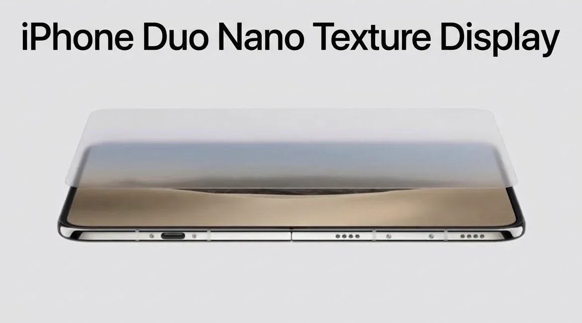 Apple used a special layer that scatters light rather than reflecting it. | Image by Apple - iPhone Duo's crease and hinge explained &mdash; every innovation Apple baked inside its first foldable