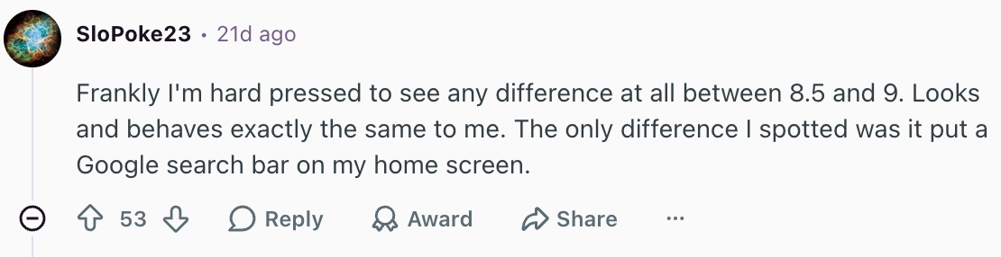 Some Galaxy S26 owners couldn't see the difference One UI 9 brought them. | Image by Reddit (screenshot - Galaxy S26 phones may get One UI 9.5 sooner than expected