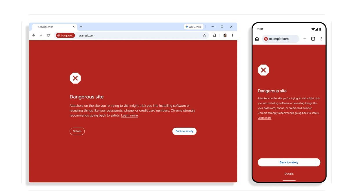 This one is serious! Get out of there immediately! | Image by Google - If you see this new Google Chrome pop-up, close the tab immediately