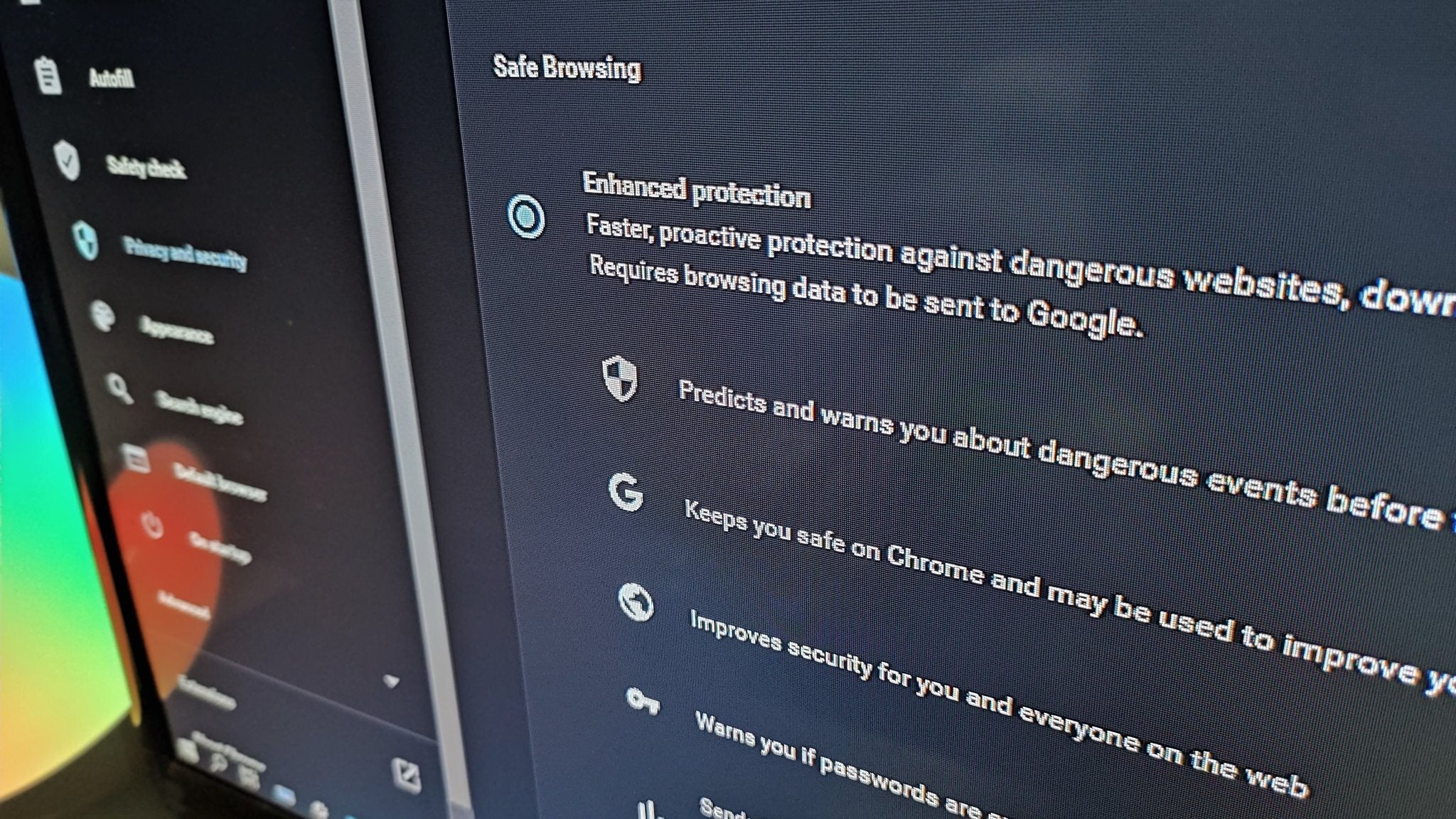 You need to enable Enhanced Protection Mode in Chrome for these new pop-ups to work. | Image by Android Central - If you see this new Google Chrome pop-up, close the tab immediately