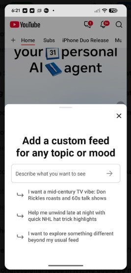 Creating custom feeds using the lattest feature added to the YouTube app.