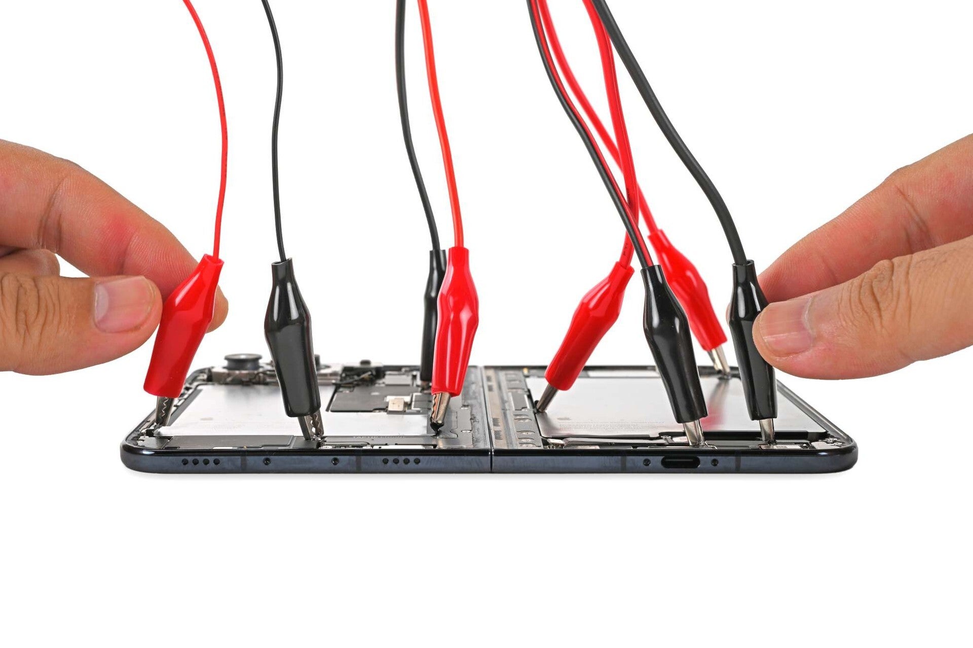 iPhone Duo batteries wired up for electrical adhesive release