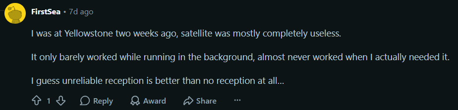 A thumb down. | Image by Reddit - Conflicting reports about T-Mobile's special service in parts of the US