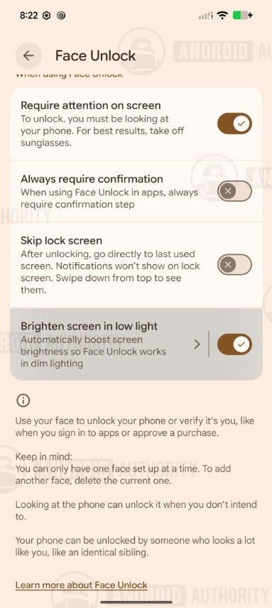 Brighten screen in low light option.