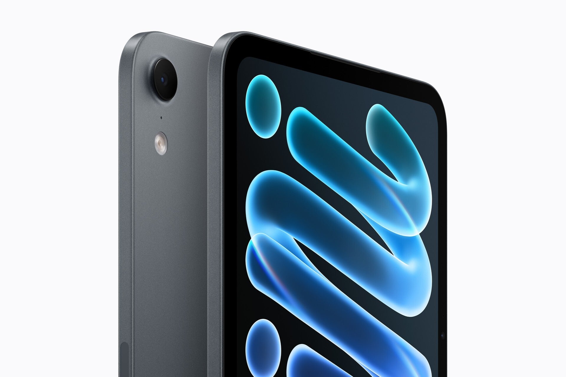 iPad mini in midnight, shown from the back and front