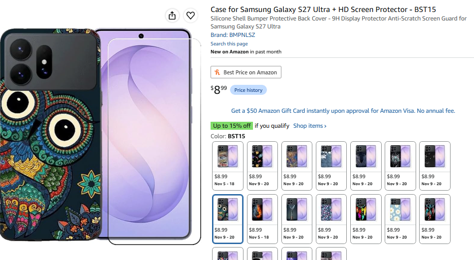 This $8.99 case is available at Amazon months before the S27 Ultra launch. | Image by BMPNLSZ on Amazon.com - The Galaxy S27 Ultra isn't even official yet, but you can already buy compatible accessories